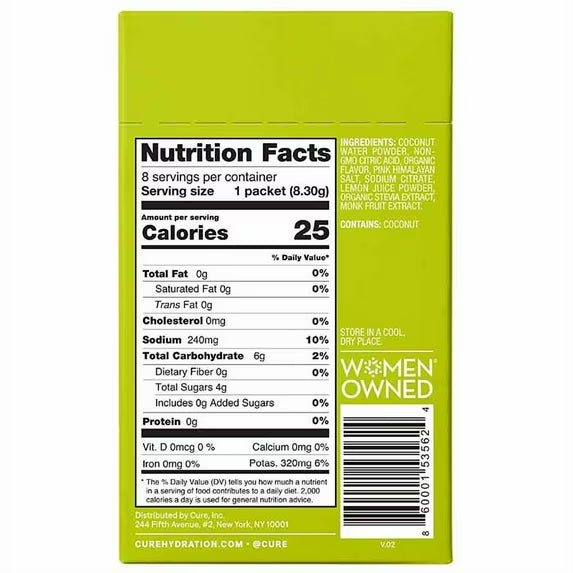Cure Hydration Electrolyte Drink Mix- Lime