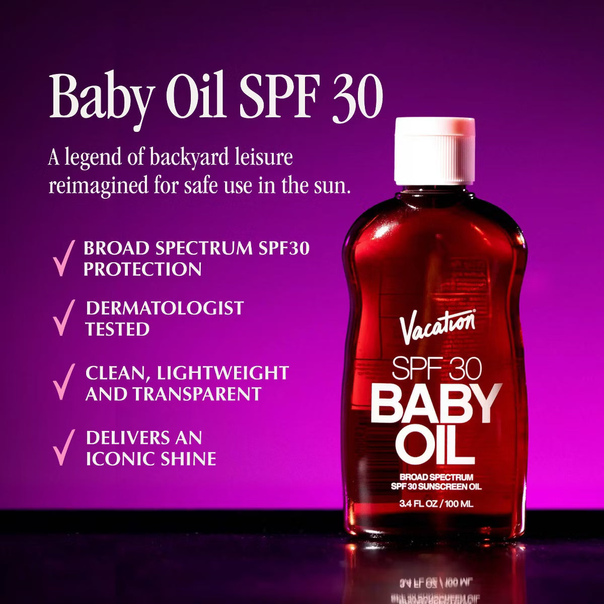 Vacation Sunscreen- Baby Oil SPF 30