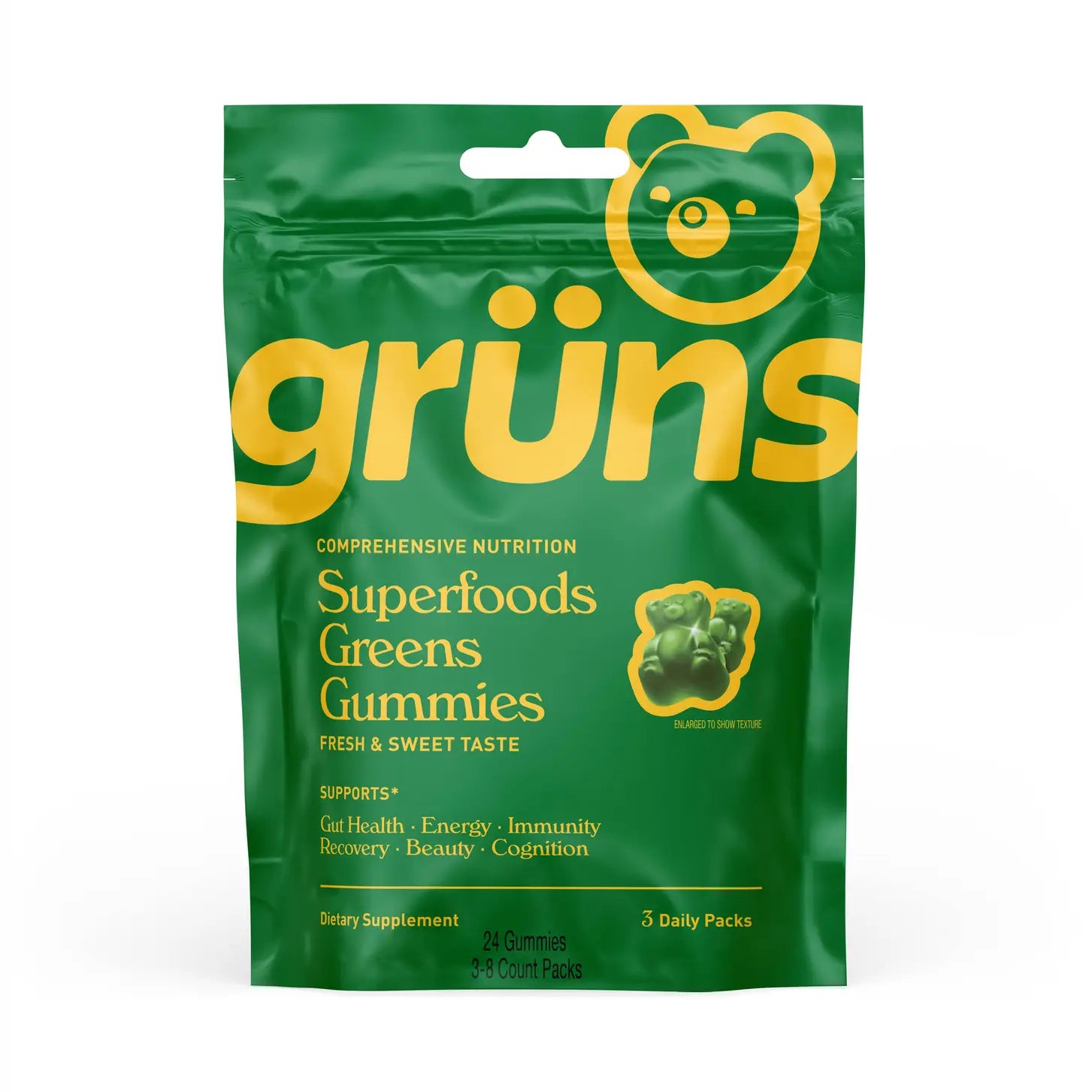 Grüns- Adult Superfood Greens Gummies (3 Daily Packs)